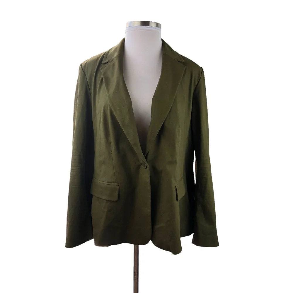 Lane Bryant Single Button Blazer Green Business Office Work Wear Plus Size 22/24 - Picture 2 of 7